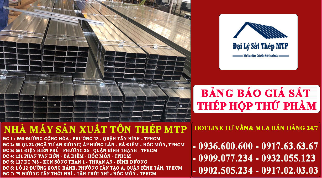 Bảng báo giá sắt thép hộp thứ phẩm