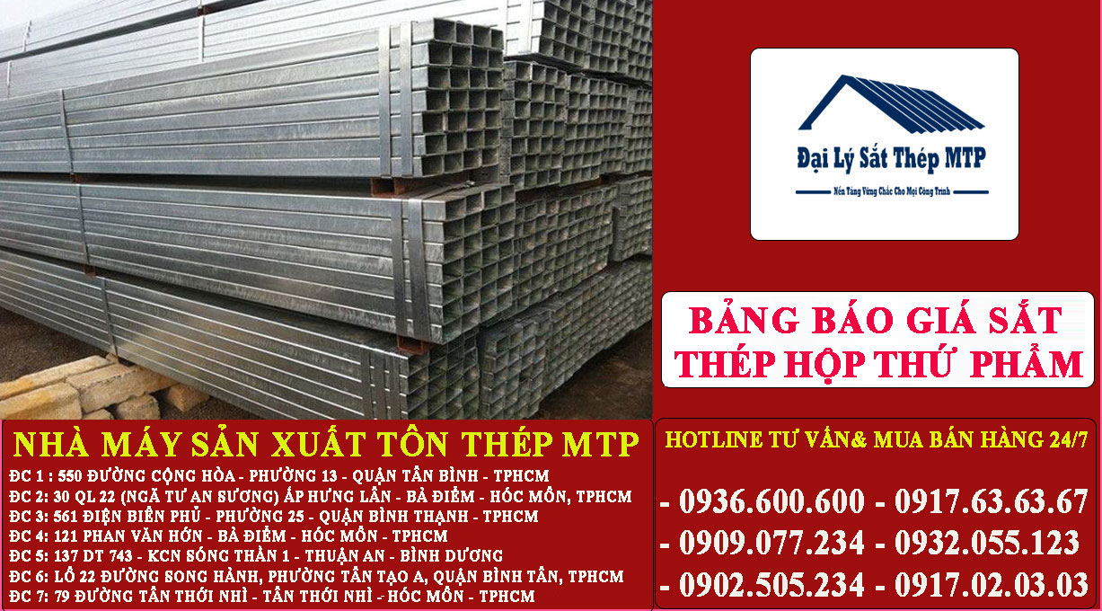 Bảng báo giá sắt thép hộp thứ phẩm