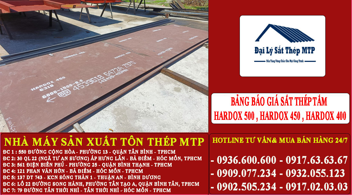 Bảng Báo giá sắt thép tấm hardox 500 , hardox 450 , hardox 400