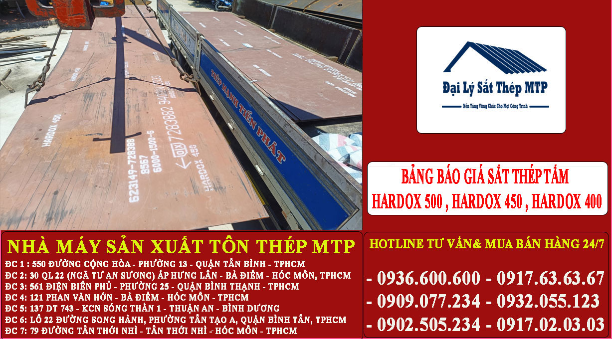 Bảng Báo giá sắt thép tấm hardox 500 , hardox 450 , hardox 400
