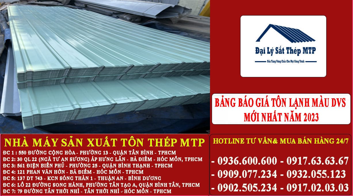Bảng báo giá tôn màu dvs