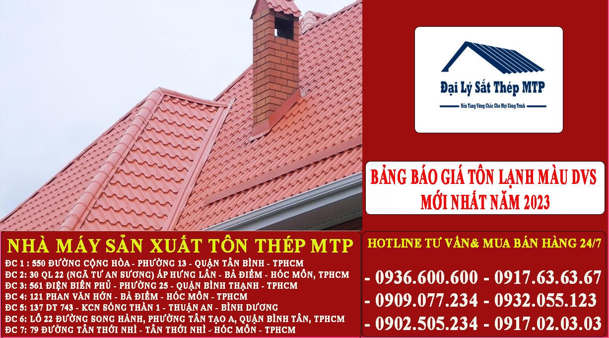 Bảng báo giá tôn màu dvs