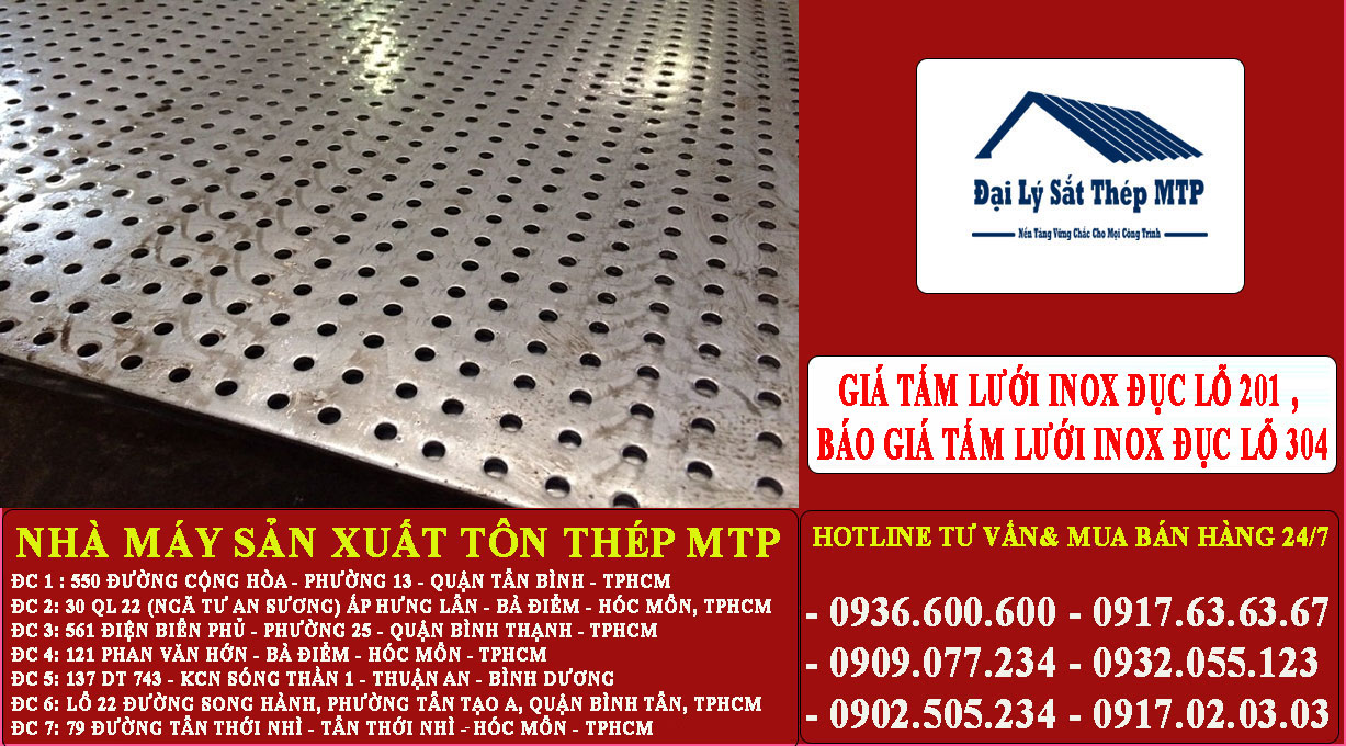 giá Tấm lưới inox đục lỗ 201 , báo giá tấm lưới inox đục lỗ 304