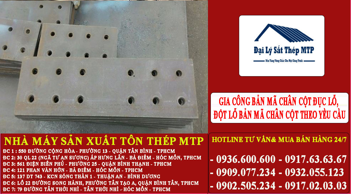 Gia công bản mã chân cột đục lỗ