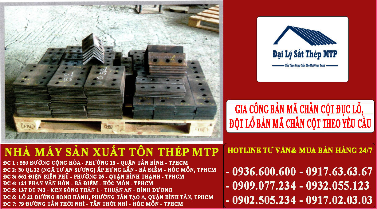 Gia công bản mã chân cột đục lỗ