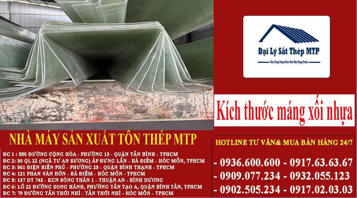 Kích thước máng xối nhựa