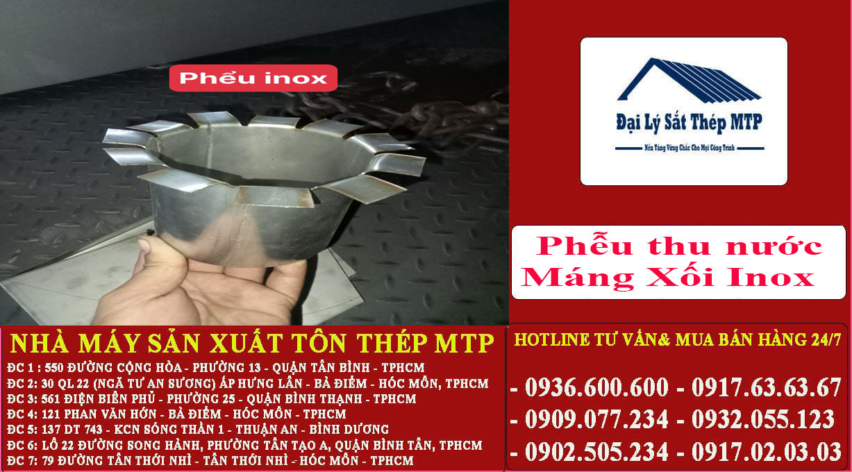 Phễu thu nước Máng Xối Inox